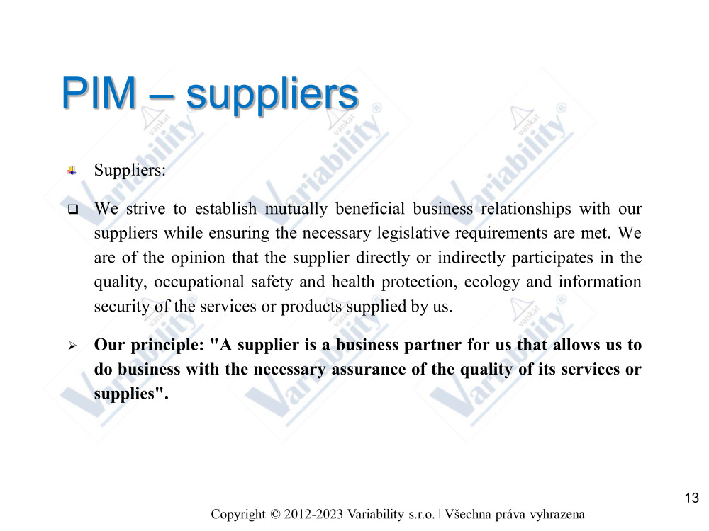 PIM - suppliers